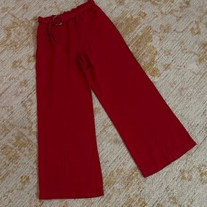 ❤️ Lush wide Leg Pants from Anthropologie Red Wide-Leg Pants with Belt Size S